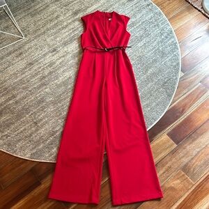 Red long jumpsuit sleeveless
